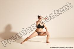 Underwear Martial art Woman White Moving poses Average long colored Dynamic poses Academic